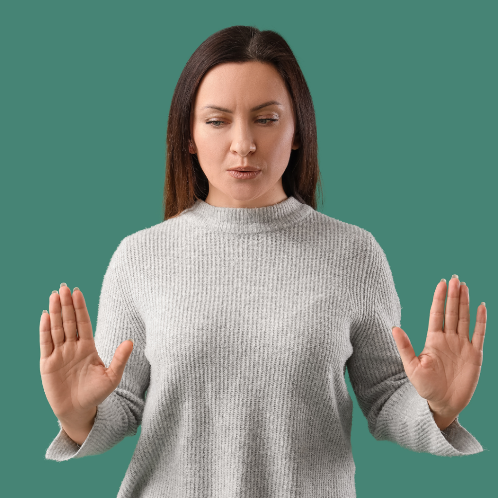 Woman calming down A mom calming down after being pushed to her limits