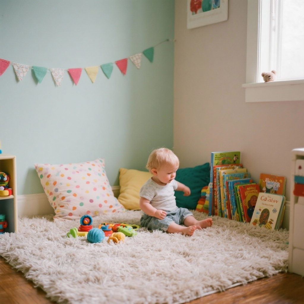 A toddler sitting in his calm-down corner