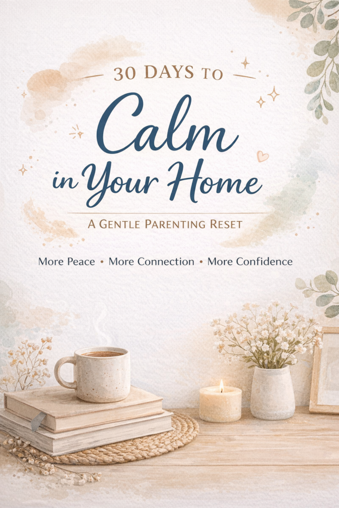 Cover image for the 30-day gentle parenting reset from Calm Little home